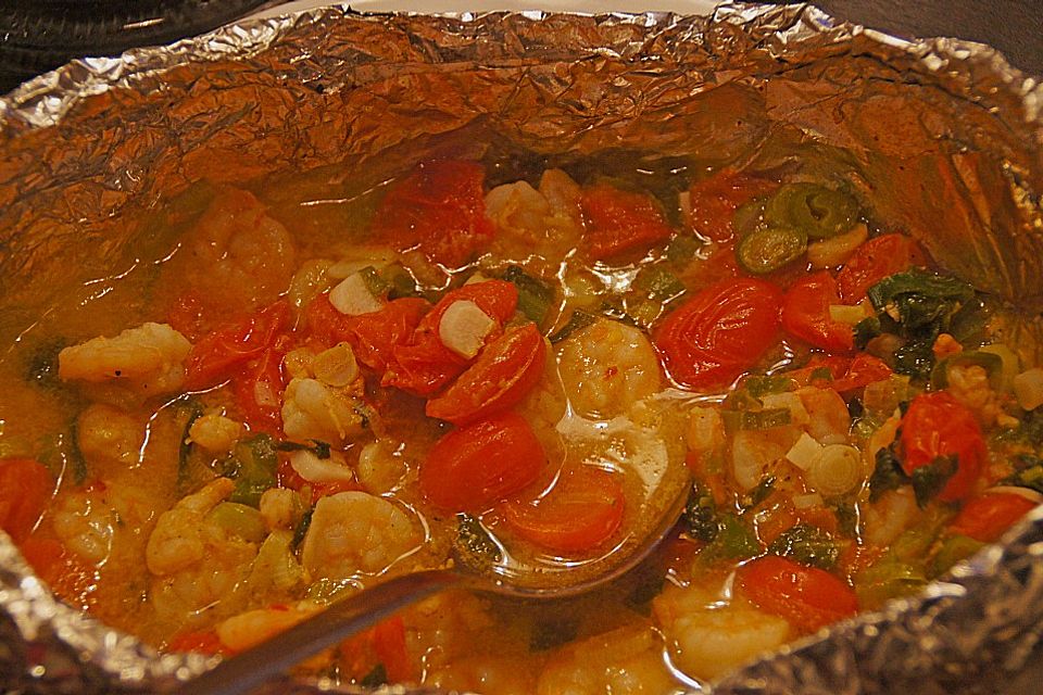 Garnelenpfanne für den Grill Garnelenpfanne für den Grill