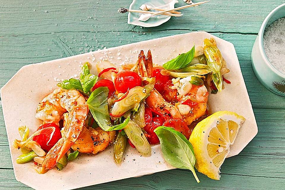 Garnelenpfanne für den Grill Garnelenpfanne für den Grill