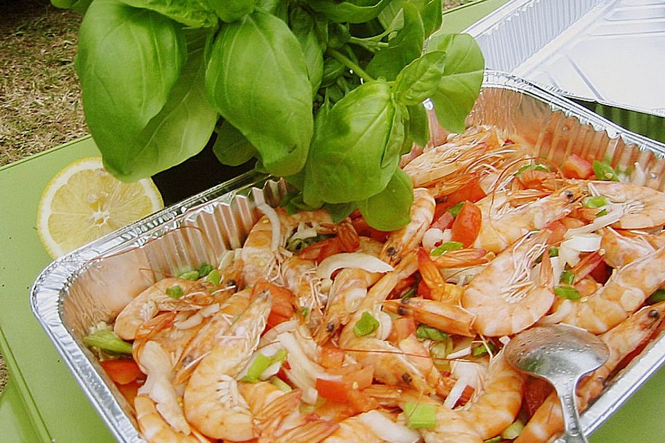 Garnelenpfanne für den Grill Garnelenpfanne für den Grill