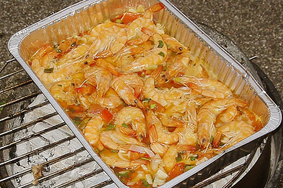Garnelenpfanne für den Grill Garnelenpfanne für den Grill