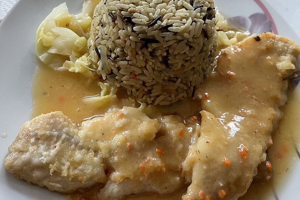 Seelachsfilet mit grünem Kürbiskernreis