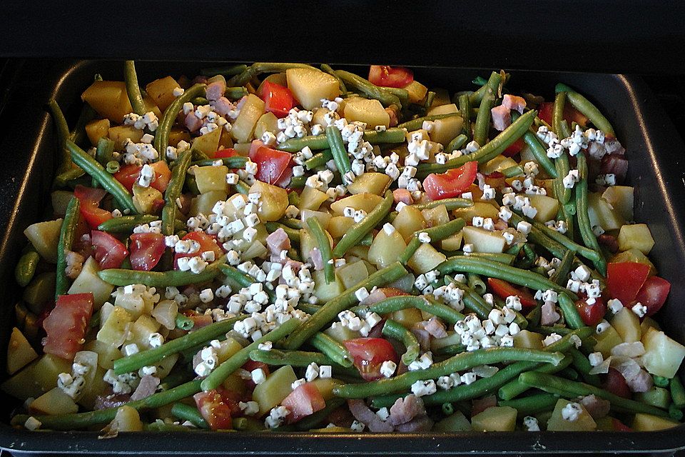 Kartoffeln mit Grünen Bohnen vom Blech