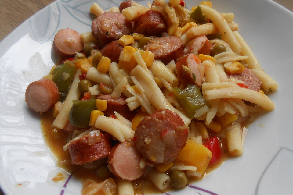 Wurst-Nudel-Pfanne