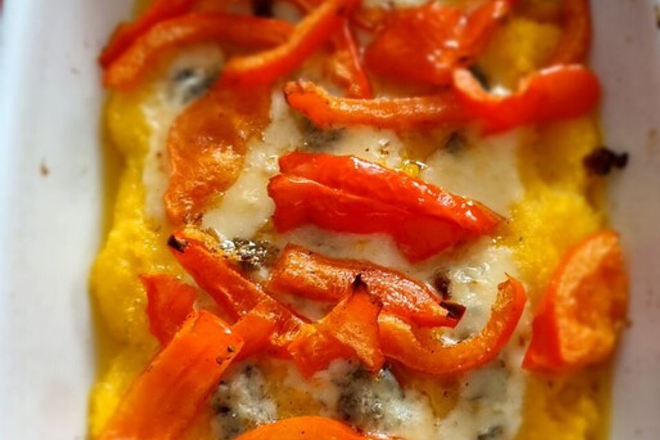 Paprika - Polenta mit Gorgonzola