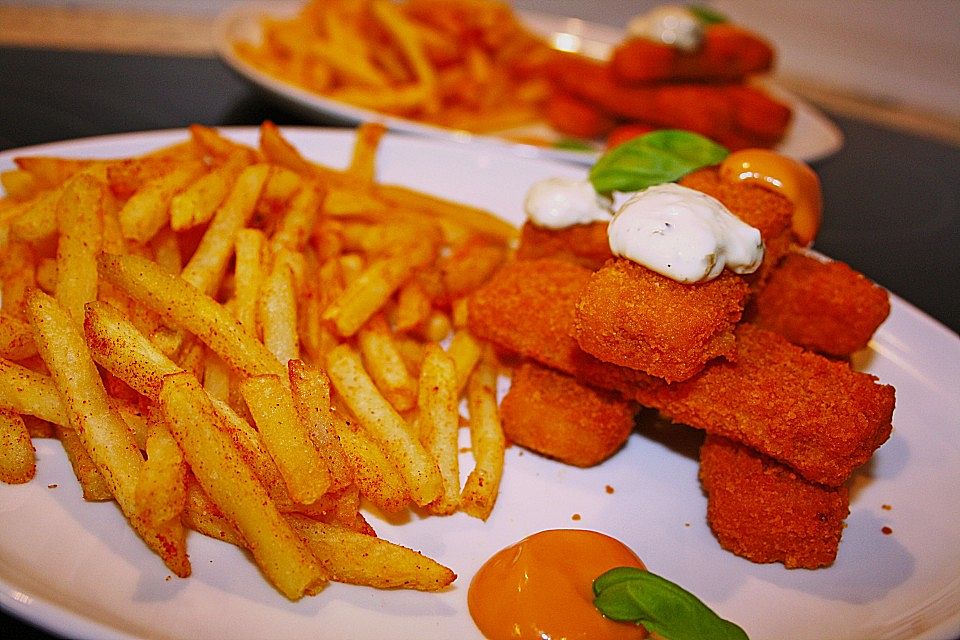 Fischstäbchen mit Pommes