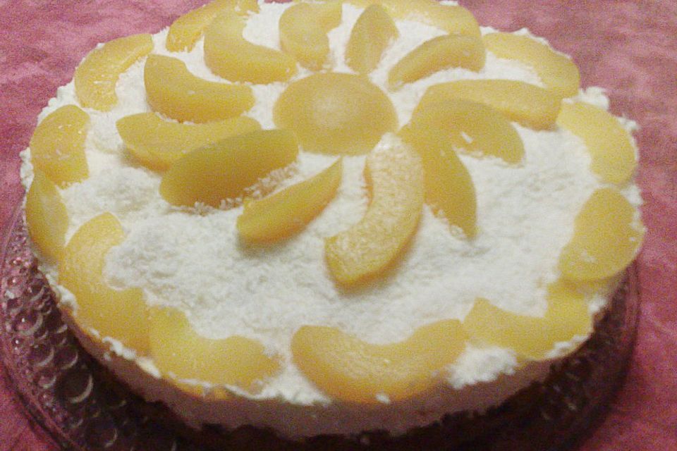 Marillenkuchen mit Topfen - Obers - Creme und Kokosflocken