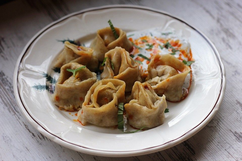 Herbst - Manti mit Süßkartoffeln und Hokkaido - Kürbis