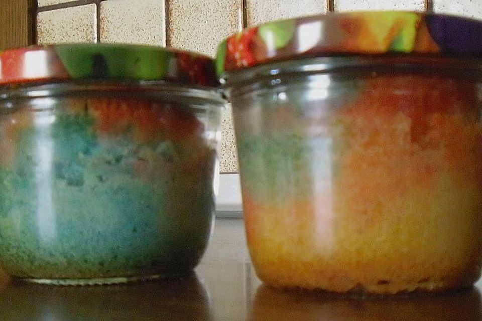 Bunte Papageienmuffins aus dem Glas