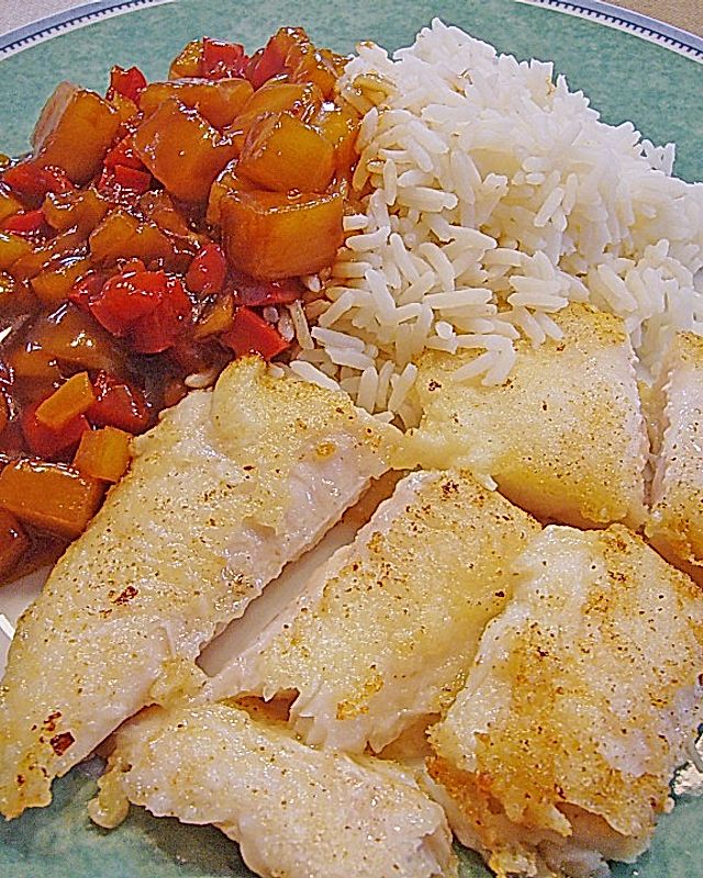 Pangasius - Fischfilet süßsauer, mit Ananas und Paprika