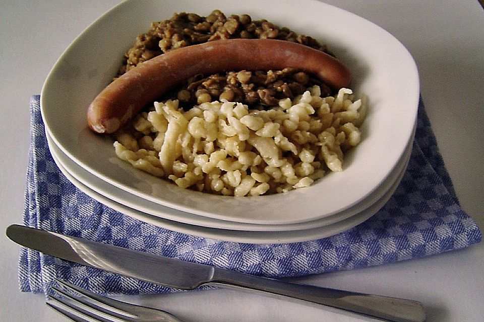 Linsen und Spätzle