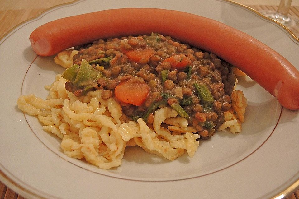 Linsen und Spätzle