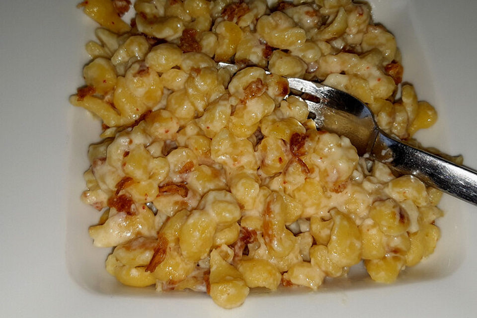 Käsespätzle mit Röstzwiebeln