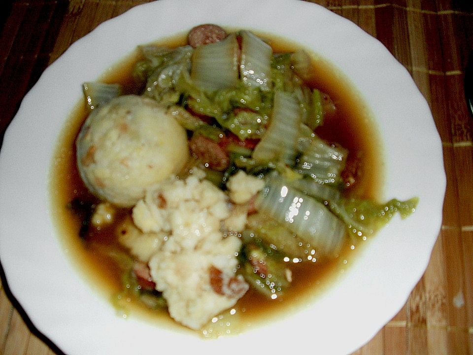 Chinakohl mit Speckknödeln und Mettwurst von karin510| Chefkoch