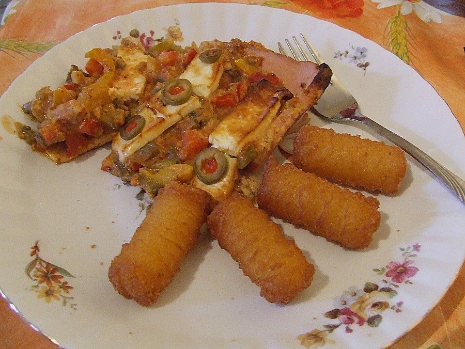 Leberkäse mit Paprika und Schafskäse überbacken von knobichili| Chefkoch