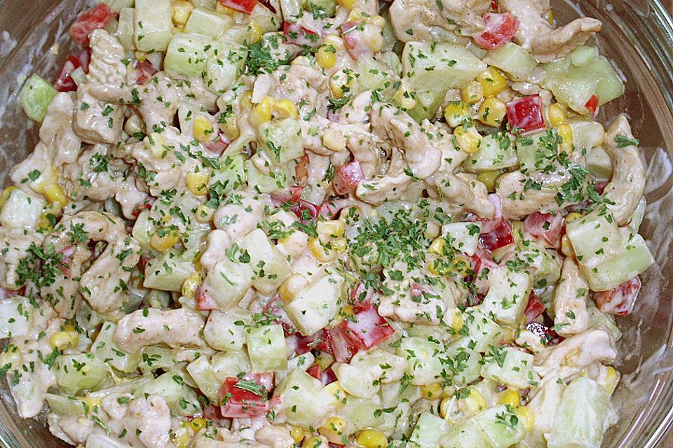 Puten - Gurken - Salat mit Honigmelone