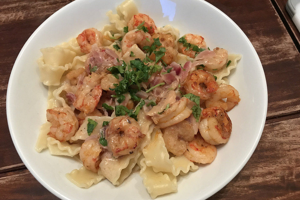 Zitronenspaghetti mit Garnelen