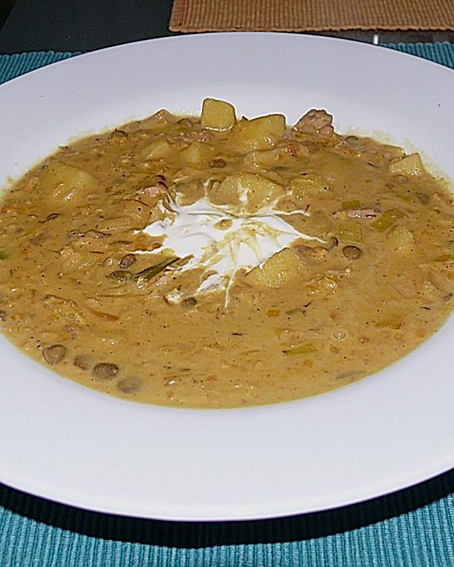 Leckere Linsen - Curry - Suppe