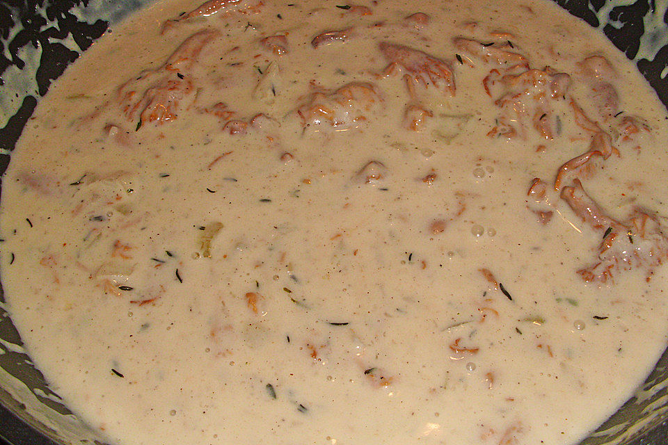 Kartoffelgratin mit Pfifferlingen und Lachs