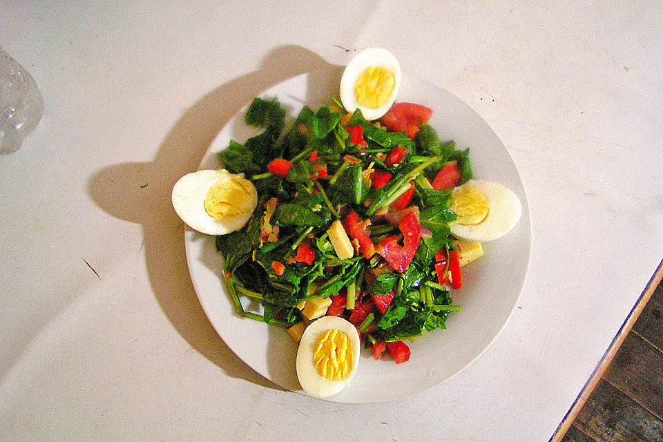 Spinatsalat mit Specksauce Spinatsalat mit Specksauce