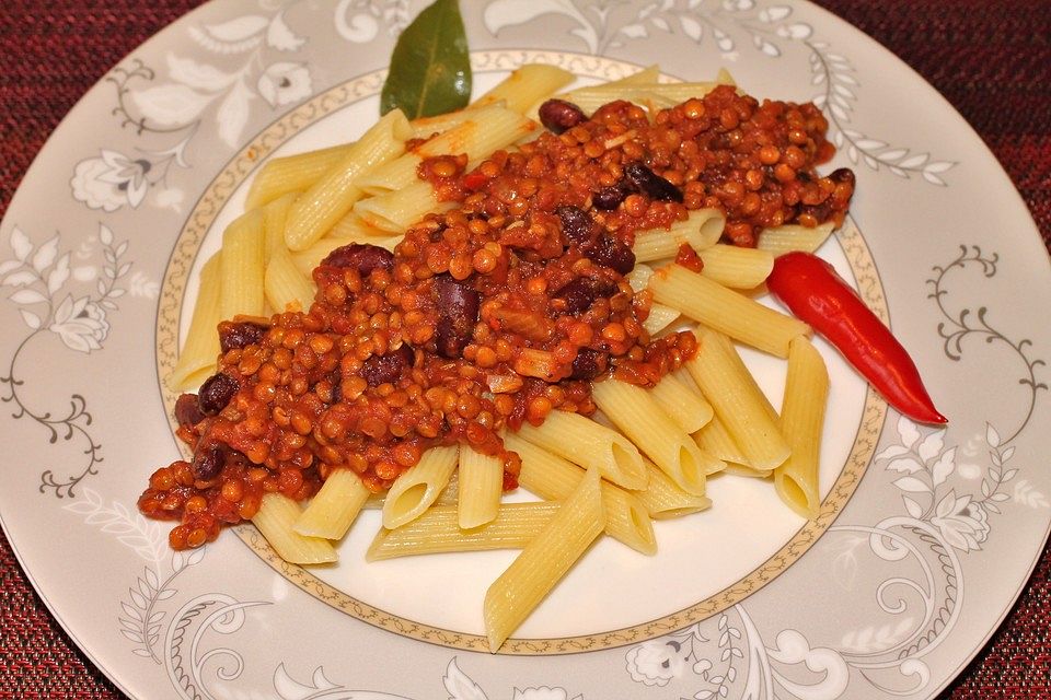 Linsen - Chili - Sauce für Pasta