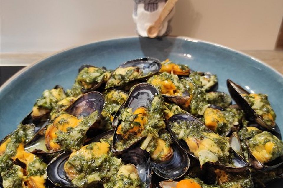 Gegrillte Miesmuscheln Gegrillte Miesmuscheln