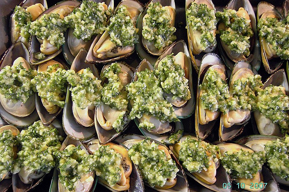 Gegrillte Miesmuscheln Gegrillte Miesmuscheln
