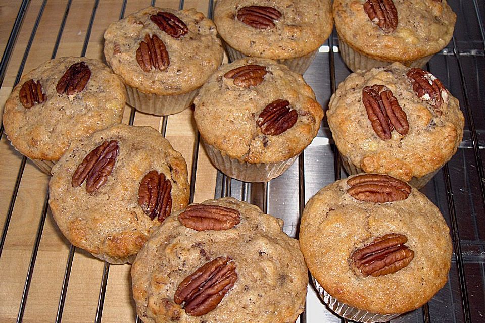 Pekannuss - Muffins mit Ahornsirup und Banane