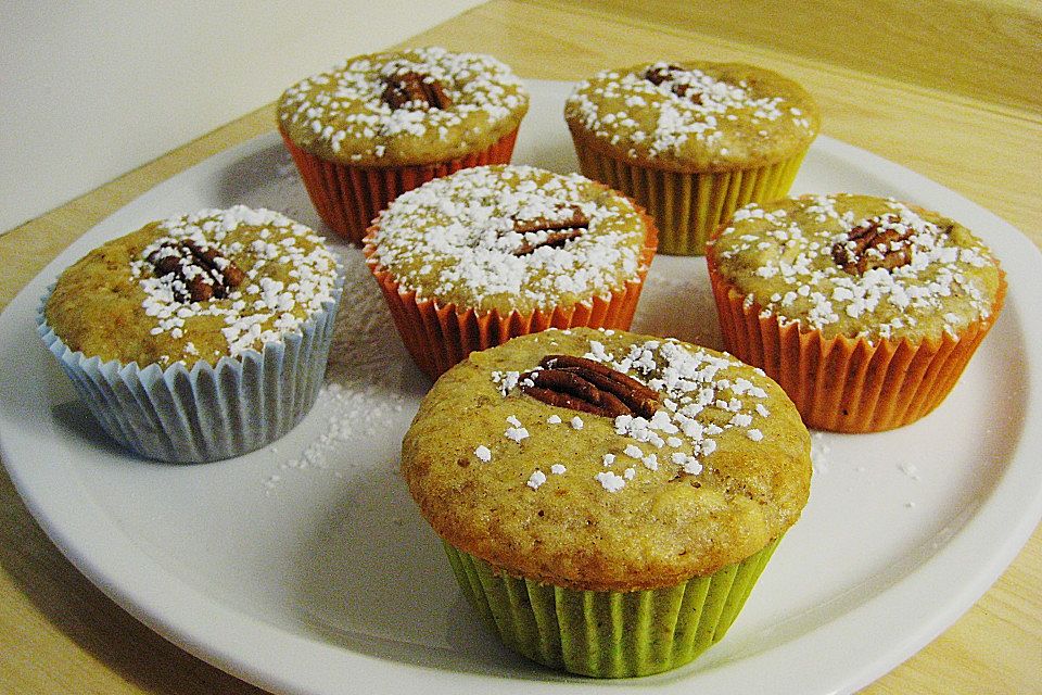 Pekannuss - Muffins mit Ahornsirup und Banane