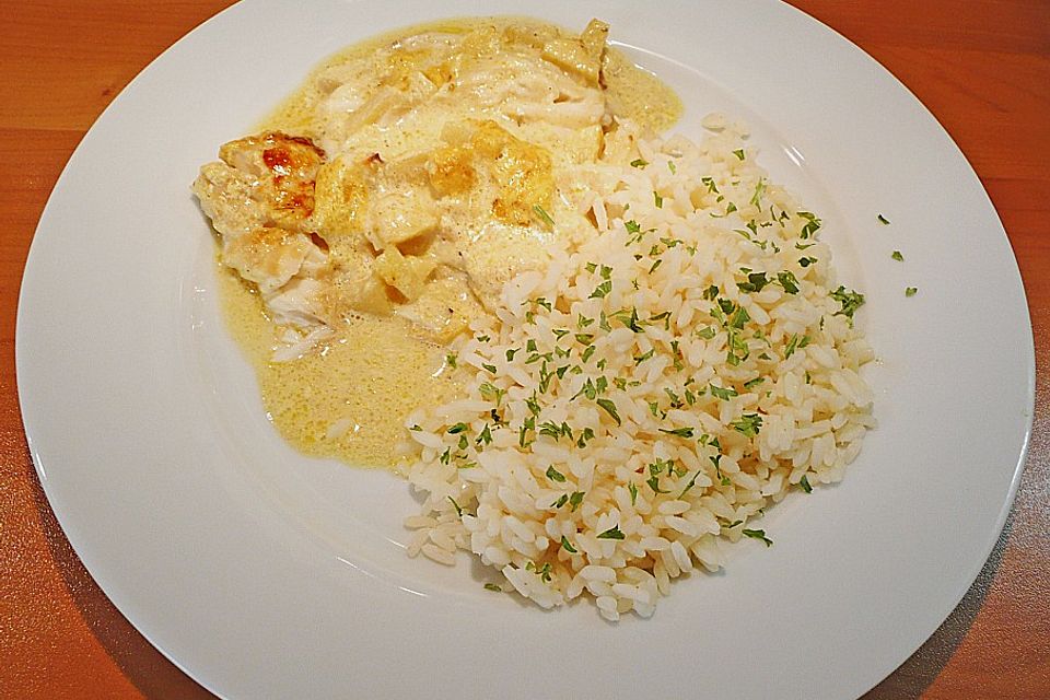 Überkrusteter Curryfisch