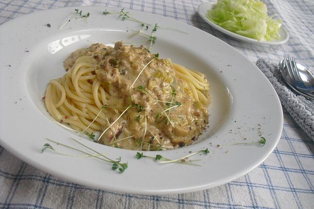 Spaghetti mit Käse-Hackfleisch-Sauce von heimwerkerkönig| Chefkoch