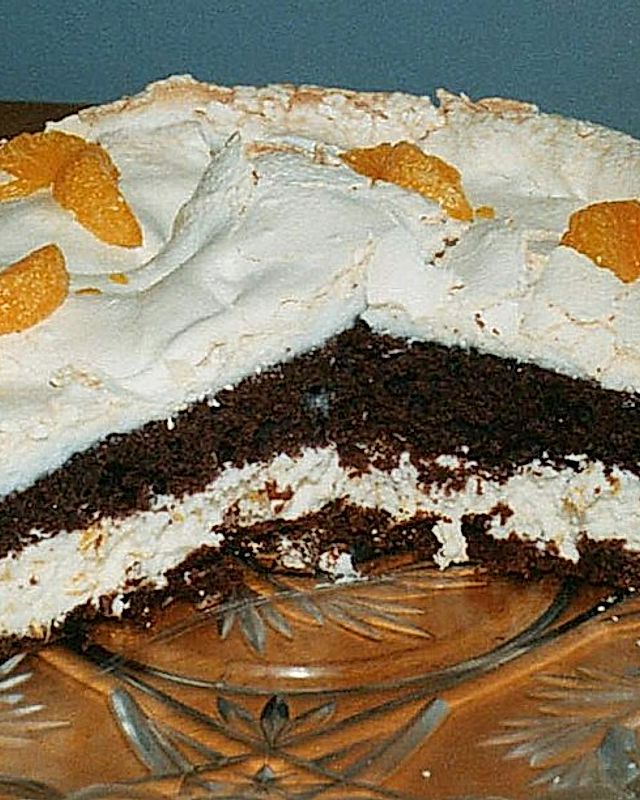 Schoko - Mandarinen - Torte mit Baiser