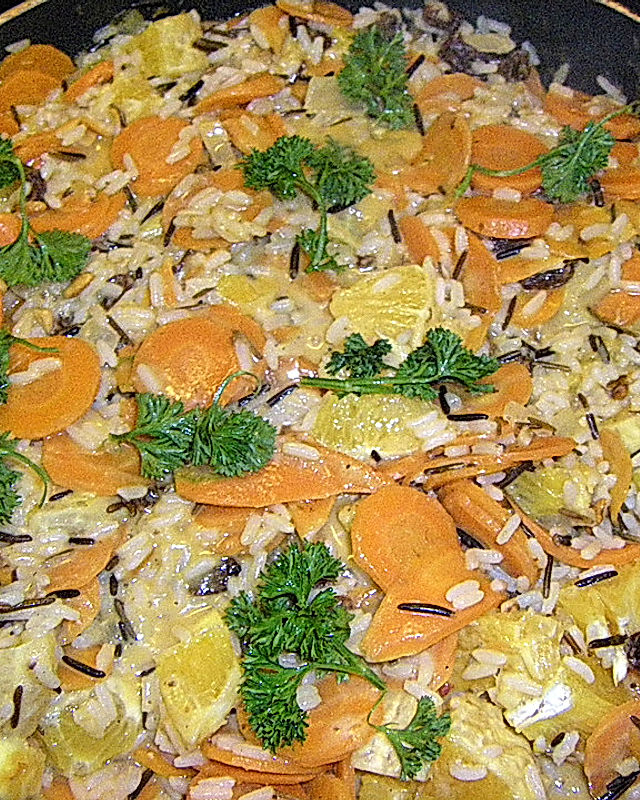 Basmatireis mit Möhren und Orangen
