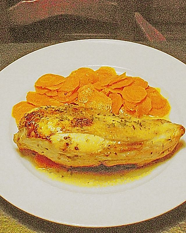 Hähnchenbrust mit Orangenlikör - Honig - Glasur