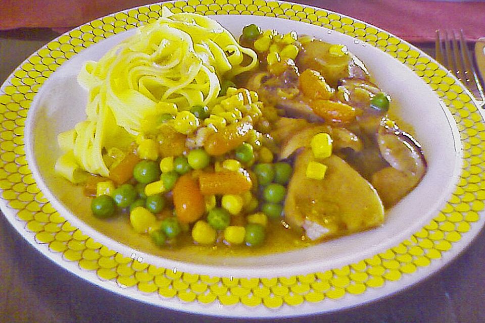 Naturschnitzel mit Steinpilzen und Tagliatelle