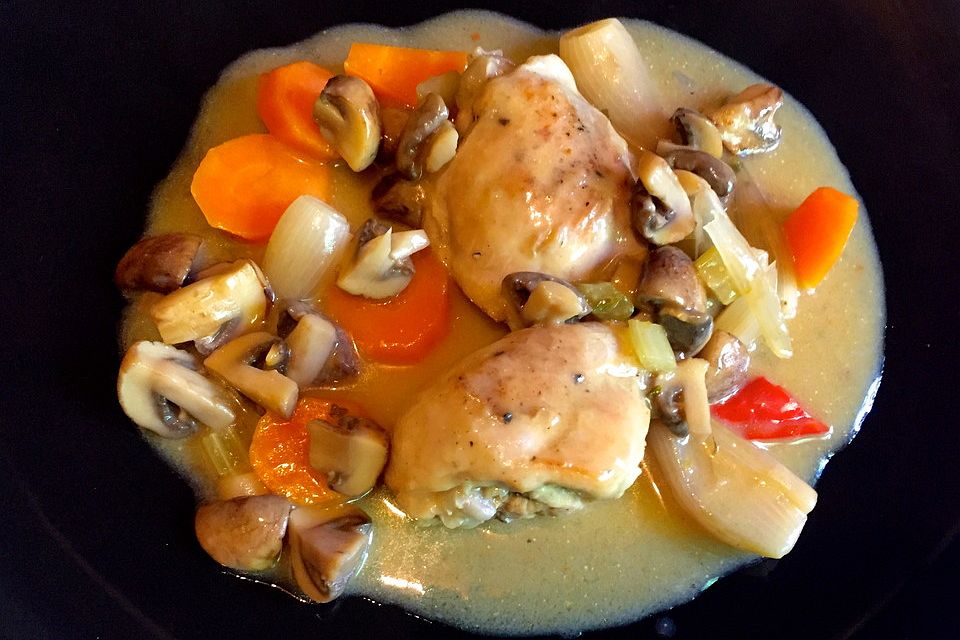 Huhn in Rieslingsauce