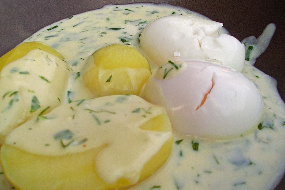 Eier in Kräutersauce